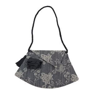 Handmade Mini Purse Bag Rose Gray Black Rope Strap Dance Gift Floral Christmas